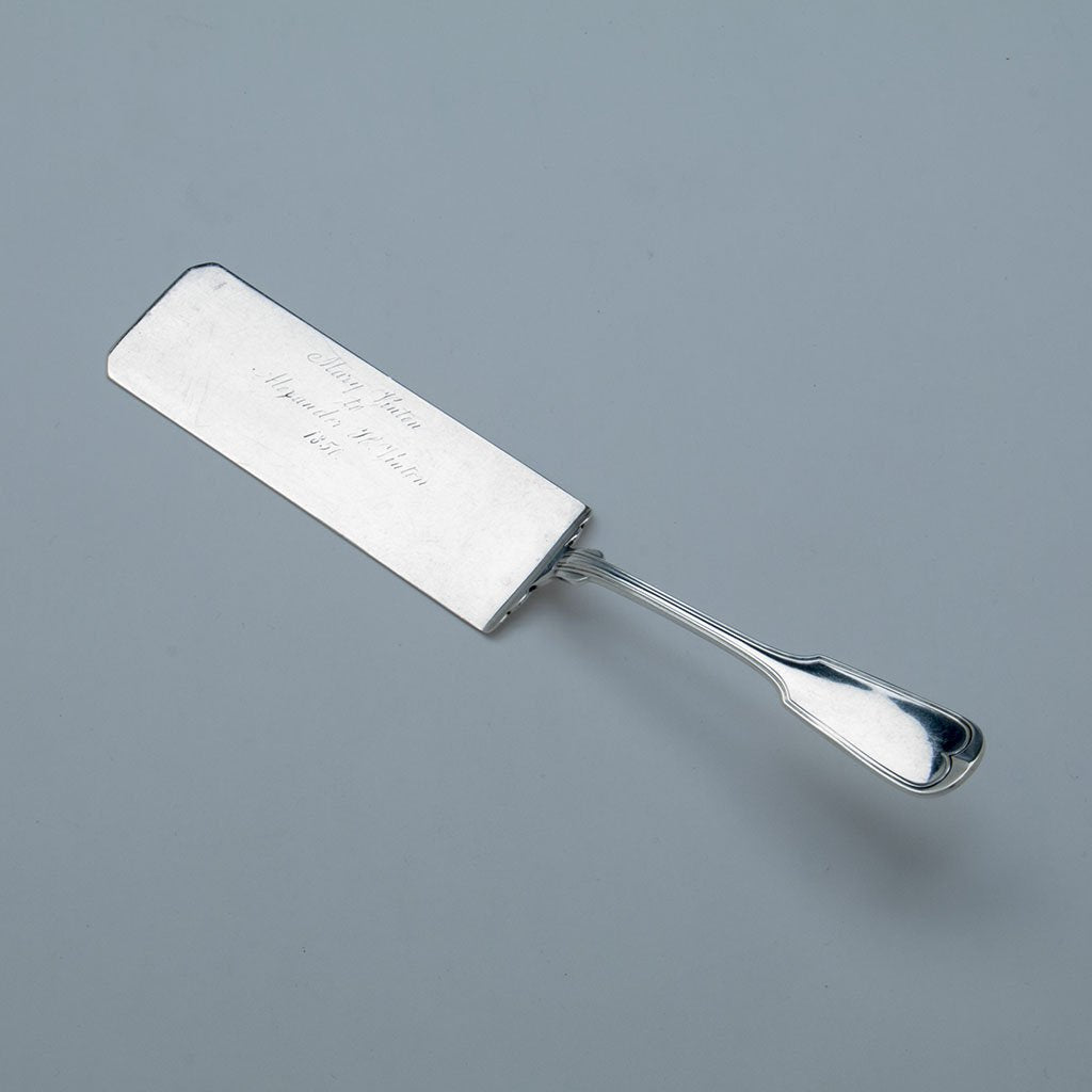 American Coin Silver Fiddle Thread Pattern Pastry Server, c. 1850